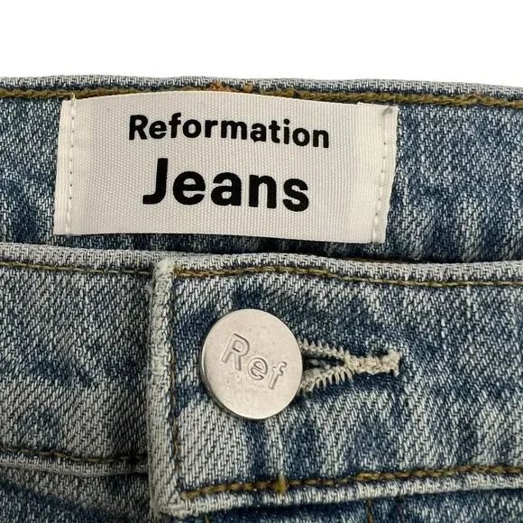 Reformation Liza High Rise Straight Cropped Jeans Montego Distressed Size 28 - Picture 6 of 10